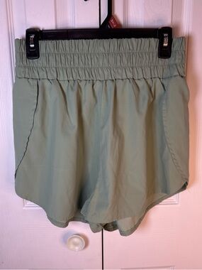 SHEIN Sage Green Elastic-Waist Athletic Shorts